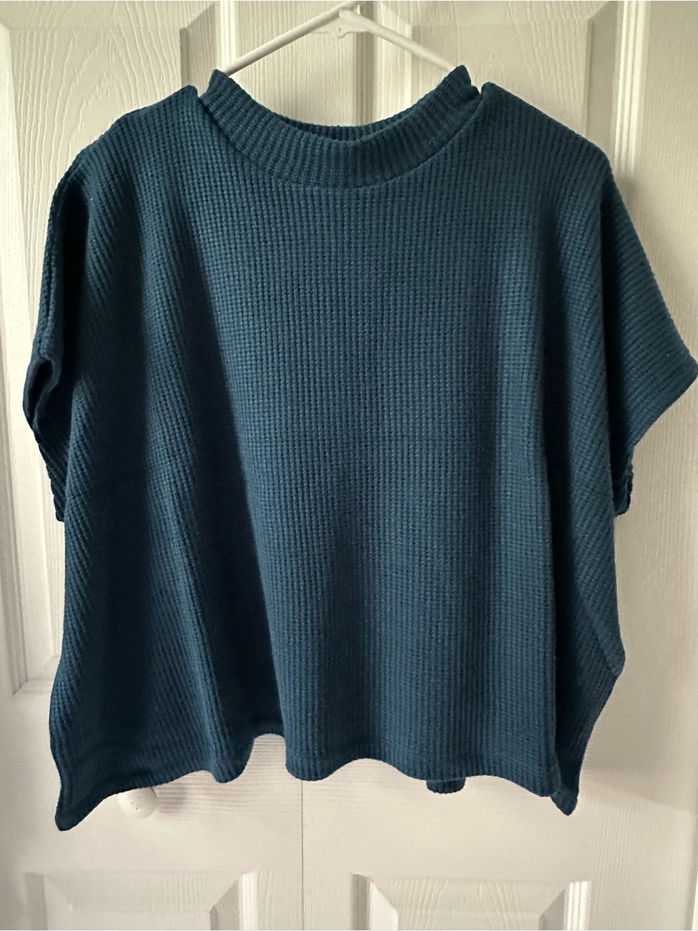 206 NWT Zenana Navy Teal Mock Neck Sweater 2 Piece Set Wide-Leg - Large - Picture 2 of 4